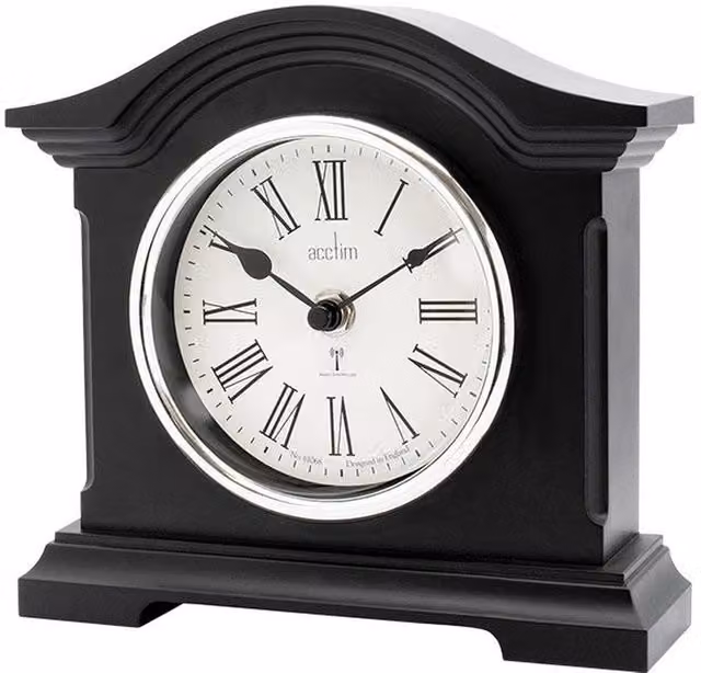 Acctim Chestfield Black Radio Controlled Analog Tabletop Mantel Clock