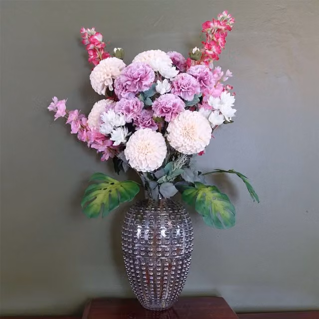 Botanik Premium Luxury Round Glass Vase in Grey, H 35 cm x W 22 cm
