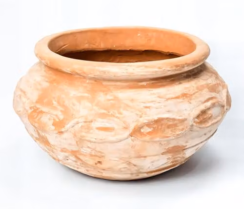 Primrose Round Terracotta Ceramic Planter in Brown and Red, Height: 56 cm