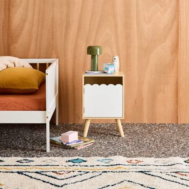 sweeek Children's Bedside Table with 1 Door in White Wood Decor