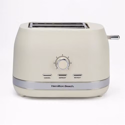 Hamilton Beach Ella 2 Slice Toaster, 800W, with Integrated Cord Storage, White or Beige
