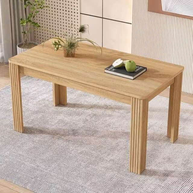 BTM Rectangular MDF Wood Dining and Kitchen Table in Beige, W/D/H: 130 x 65 x 75 cm
