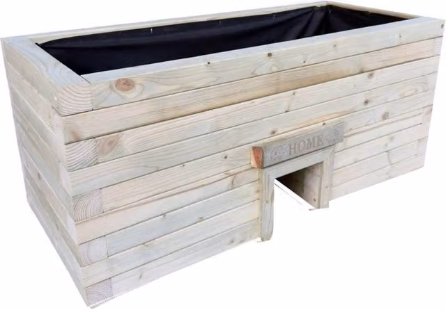 Buttercup Farm Wooden Hedgehog Hide Garden Planter Trough in Brown, L: 180 cm, W: 50 cm, H: 50 cm