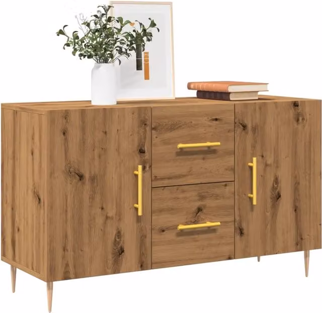 Berkfield Home Artisan Oak Sideboard in Brown, W/D/H: 100 x 36 x 60 cm