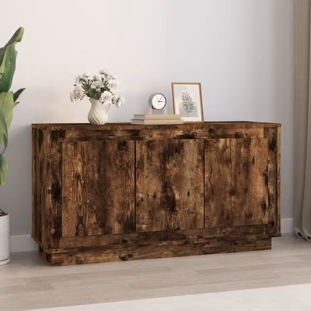 Berkfield Home Smoked Oak Sideboard in Brown, W/D/H: 102 x 35 x 55 cm