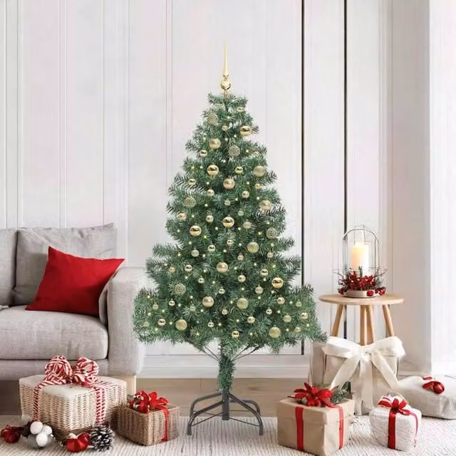 Berkfield Home Green PVC Christmas Tree with 300 LEDs and Stand, Height: 180 cm