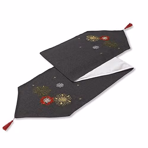 Alan Symonds Christmas Party Table Runner in Anthracite Grey, W/D/H: 183 x 36 x 36 cm