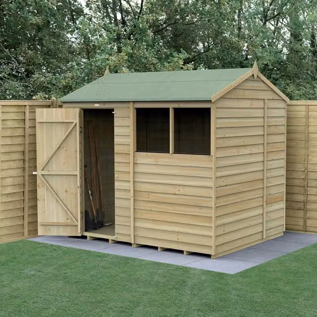 4LIFE Reverse Apex Wooden Shed in Brown, W: 243.84 cm, D: 14.86 cm