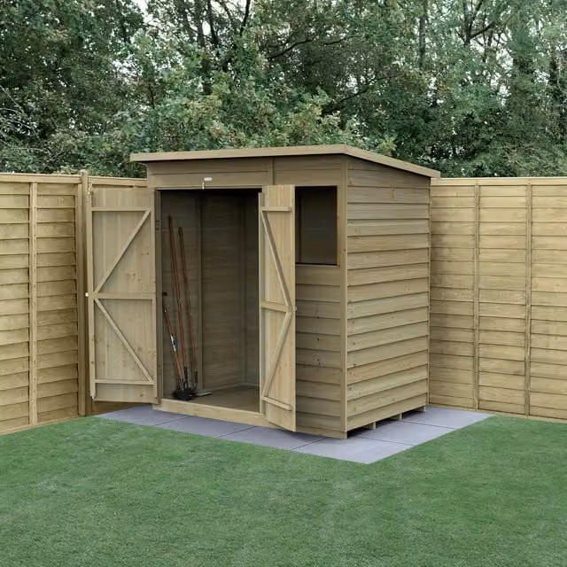 4LIFE Forest Garden Pent Wood Shed in Brown with Foundation and Floor, W/D/H: 182.88 x 182.88 x 182.88 cm