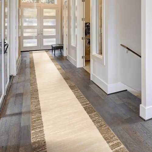 runrug Soft and Luxurious Hallway Runner Rug in Morning Mist Beige, W: 60 cm, L: 600 cm