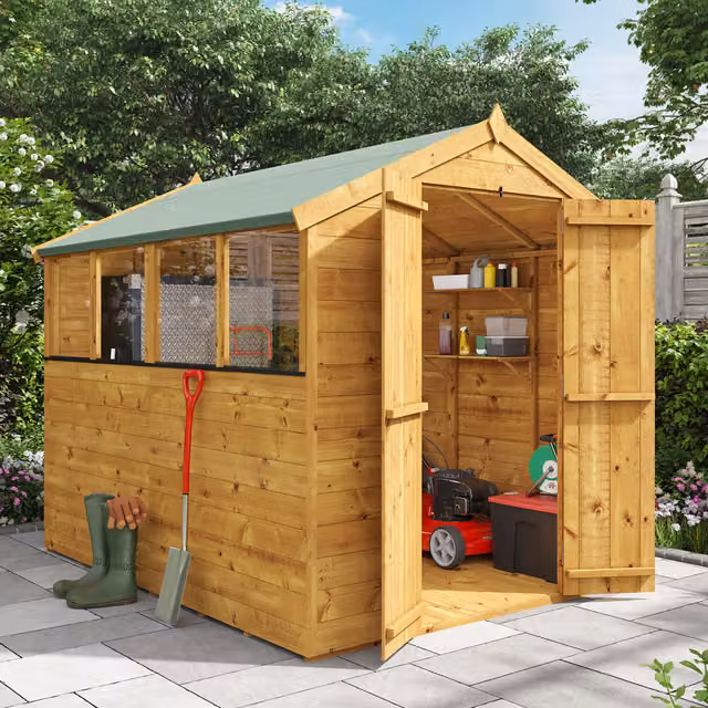 BillyOh Rustic Brown Wooden Apex Shed with Windows and Tongue and Groove Construction