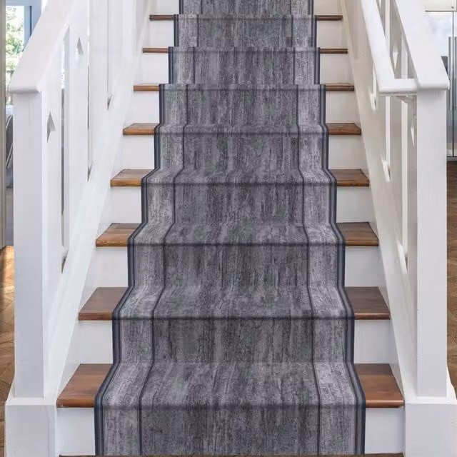 runrug Rama Non-Slip Durable Polyamide Stair Runner Carpet in Dark Grey, W: 66 cm, L: 540 cm