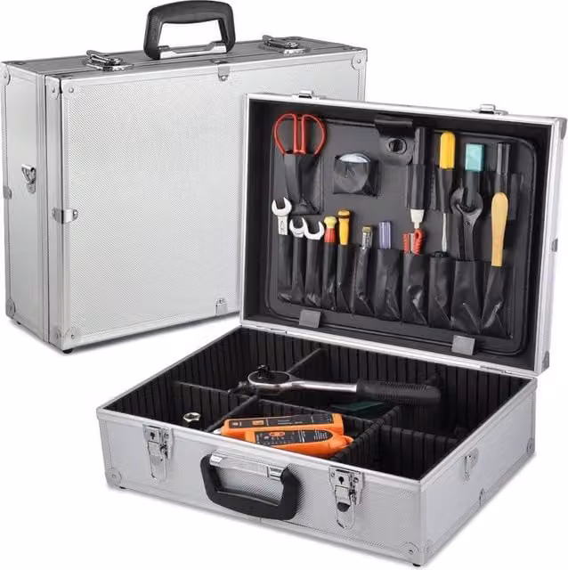 Marco Paul Aluminium Lockable Tool Storage Case in Silver, Width: 50 cm