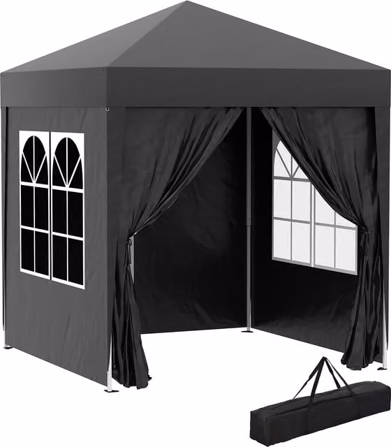 Outsunny Waterproof Pop Up Gazebo with Removable Walls and Carrying Bag, Black, W/D: 200 x 200 cm, H: 240 cm