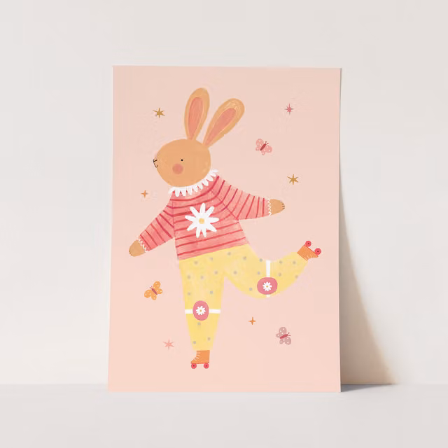 Kid of the Village Rollin' Rabbit Fine Art Paper Poster, W: 40 cm, H: 50 cm