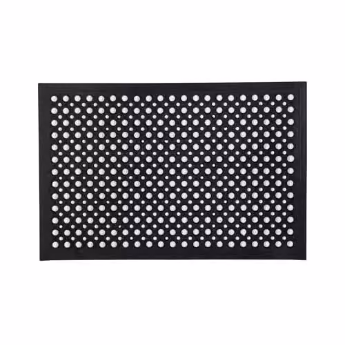 Doortex Black Non-Slip Natural Rubber Anti-Fatigue Mat, W/D/H: 90 x 150 x 1.4 cm