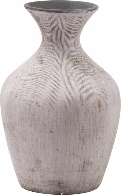 Bloomingville Ellipse Stone Tabletop Vase in Brown and White