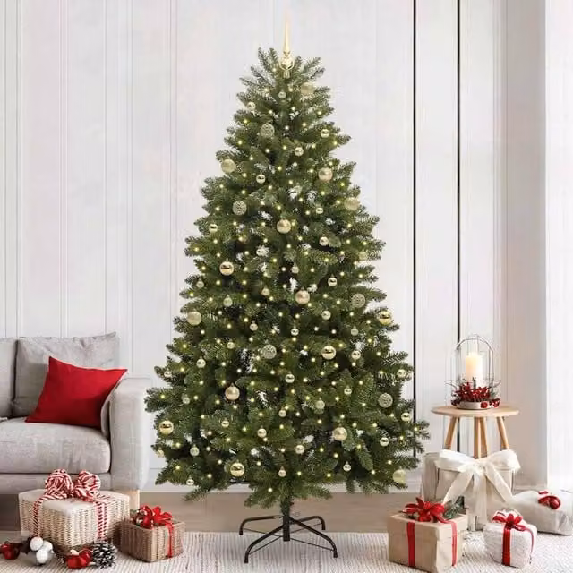 Berkfield Home Artificial Green Christmas Tree with Stand, Height: 240 cm, PVC and Metal