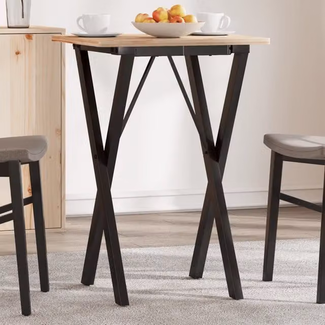 Berkfield Home X-Frame Dining Table Legs in Black Steel, W/D/H: 40 x 40 x 73 cm