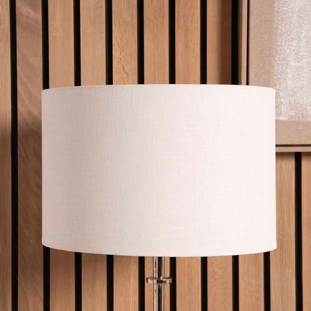 Ruma White Self Lined Linen Drum Lamp Shade for Table and Floor Lamps, Diameter: 35.56 cm