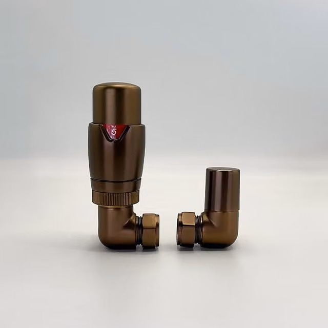 Lux Heat Brushed Bronze Thermostatic Valve Set with Thermostat