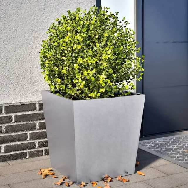 Berkfield Home Garden Galvanised Steel Planter Tubs, Grey, 2 Pack, W/D/H: 50 x 50 x 50 cm