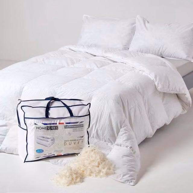 Homescapes White Duck Feather and Down Duvet, Single