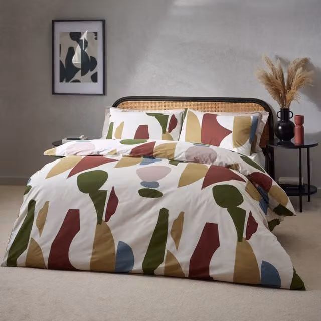 Make it a Home Multicolour and Silver Graphic Minimalist Reversible Cotton Duvet Cover Set, 200 x 200 cm