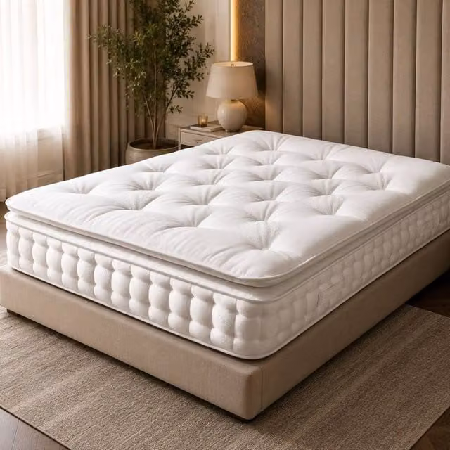 Stratus Interiors Nimbus 2000 Pocket Pillow Top Mattress in White, Super King, W/D/H: 200 x 200 cm
