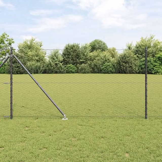 Berkfield Home Grey Metal Fencing Set of 2, Length: 25 m