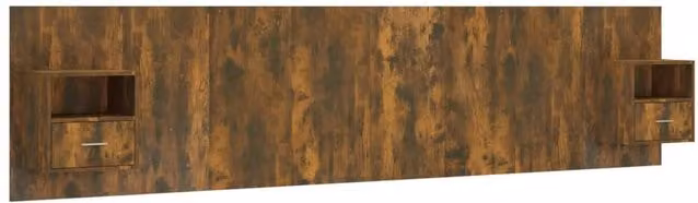 Berkfield Home Bed Headboard with Integrated Nightstand Cabinets in Smoked Oak Brown