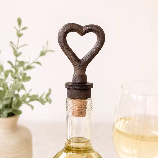 Marco Paul Cast Iron Heart Shaped Wine Bottle Stopper in Black
