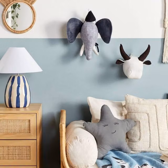 Wyld and Coco Plush Co Grey Elephant Head Wall Decor for Kids