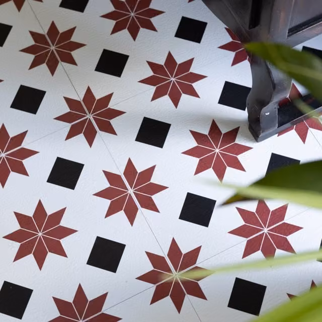 Floor Pops Orion Self-adhesive Vinyl Floor Tiles in White and Red