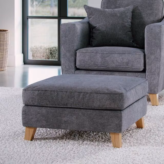 The Great Sofa Company Jackson Chenille Fabric Footstool in Grey