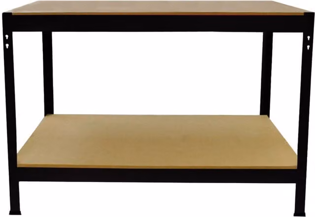 Monster Shop Heavy Duty Metal Storage Workbench with 2 Shelves, Black, W: 120 cm, D: 60 cm, H: 90 cm