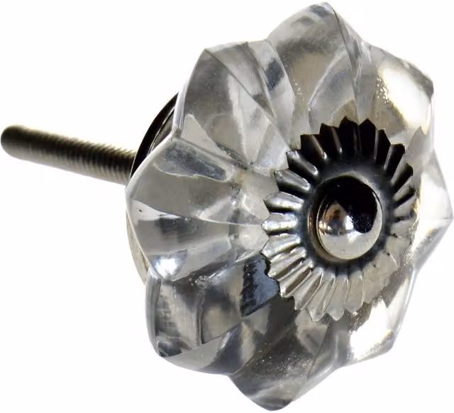 Nicola Spring Polished Transparent Glass Cabinet Knobs with Threaded Stem, Pack of 24