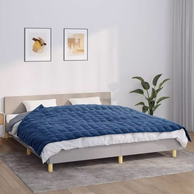 Berkfield Home Blue Weighted Blanket for Adults, W/D/H: 155 x 220 cm, 11 kg