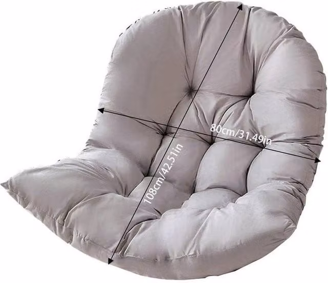 SPETLEK Grey Oval Egg Chair Cushion Swing Seat for Outdoor Garden, W: 100 cm, H: 190 cm