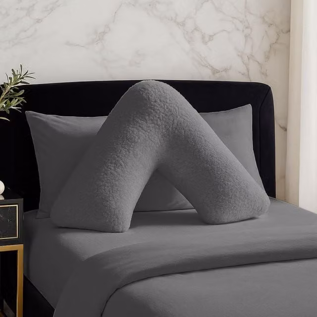 Snug City Silver Teddy Fleece V Shaped Pillowcase