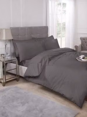 New Edge Blinds Grey Percale Duvet Cover, W: 180 cm x H: 200 cm
