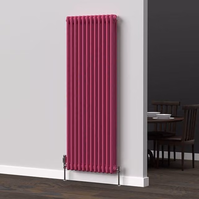 Lux Heat Vertical Coloured Column Radiator in Barbie Pink, H 150 cm x W 56 cm