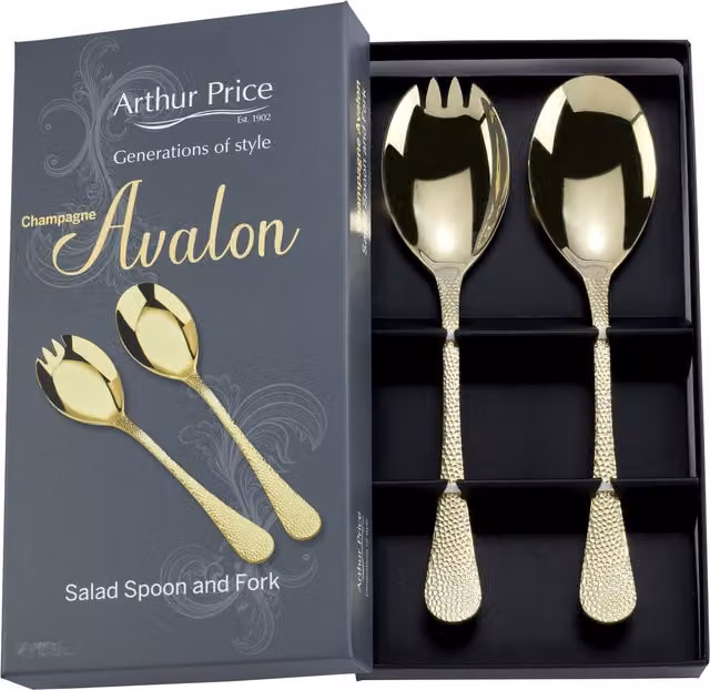Arthur Price Champagne Avalon Gold Coated Stainless Steel Pair of Salad Servers