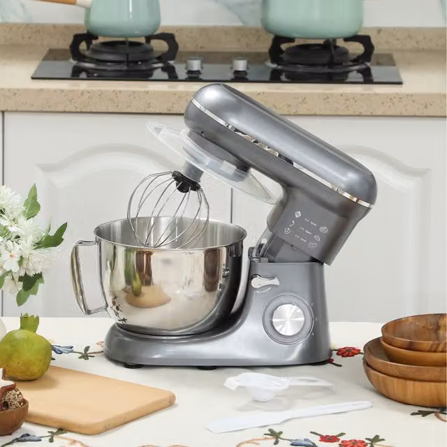 HOMCOM Stand Mixer with 4.5L Capacity, 6 Speeds and Pulse Setting in Beige