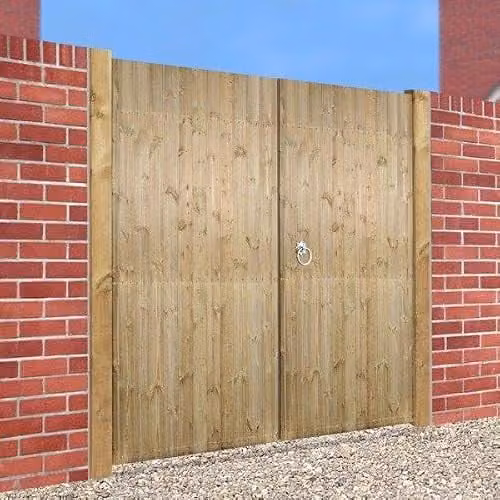 Burbage Iron Craft Carlton Pressure Treated Double Driveway Gate, Brown, W: 210 cm, H: 180 cm