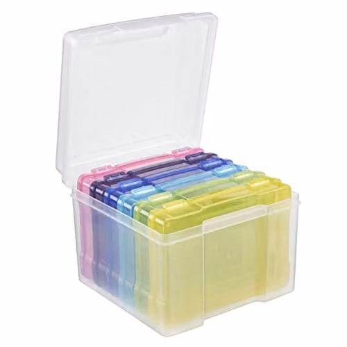 mysmartbuy Multicolour Photo Storage Boxes with 6 Clip Lock Cases and 600 Photo Capacity