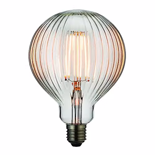 Loops LED Filament Lamp Bulb 4W E27 Clear Ribbed Glass Globe 2200k Warm White 480 Lumen