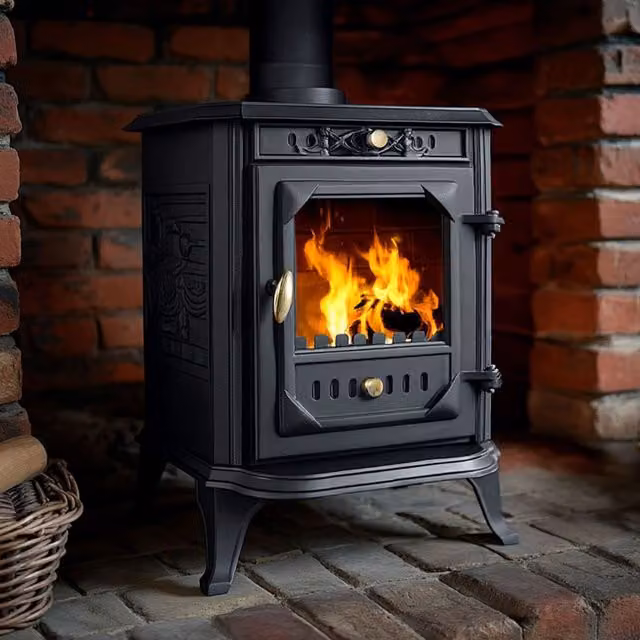 RoyalFire Berlin 7kW Cast Iron Wood and Charcoal Burning Stove in Black or Grey