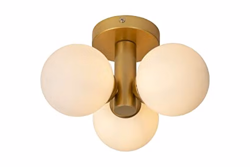 Lucide Trudy Dimmable Modern Bathroom Flush Ceiling Light, Gold/Brass, Diameter: 28 cm
