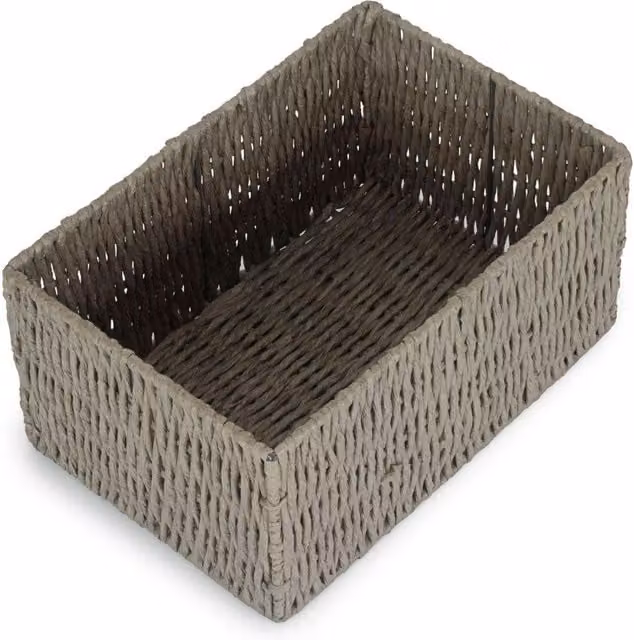 Red Hamper Grey and Red Open Weave Paper Rope Storage Basket W/D/H: 43 x 30 x 22 cm